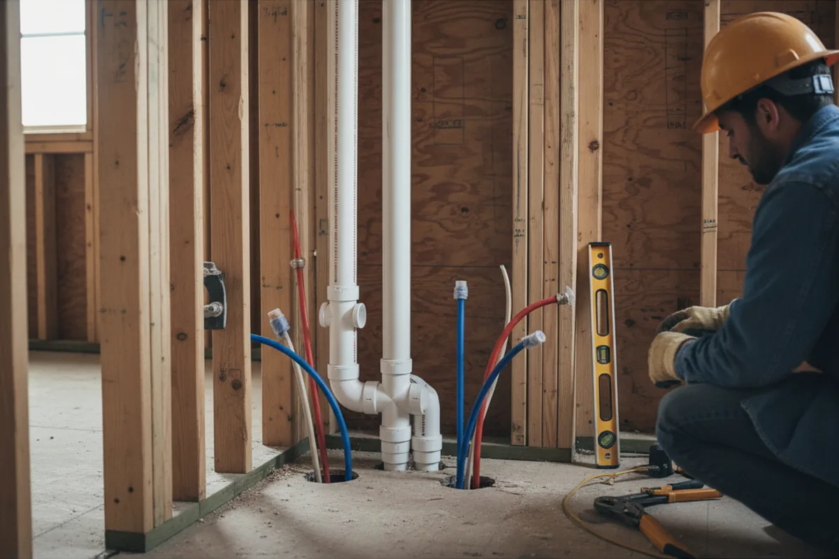 Drain and supply rough-in during Sump Pump Repair in Searchlight