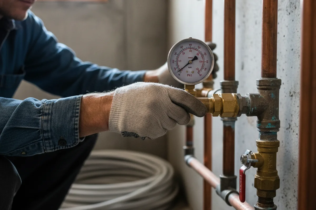 Pressure testing a repaired line during Water Line Repair in Searchlight